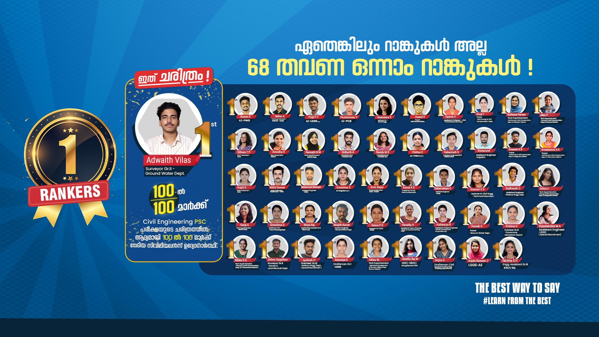 Historic Results in Assistant Engineer-Overseer Kerala PSC Exams