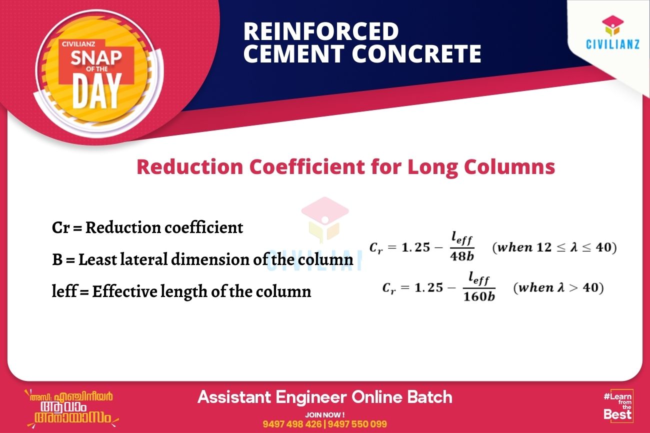 CIVIL SNAPS – REINFORCED CEMENT CONCRETE – Reduction Coefficient