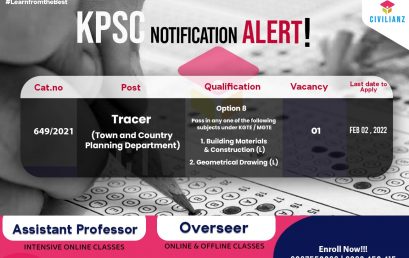 Kerala PSC Civil Engineering Notification – Tracer