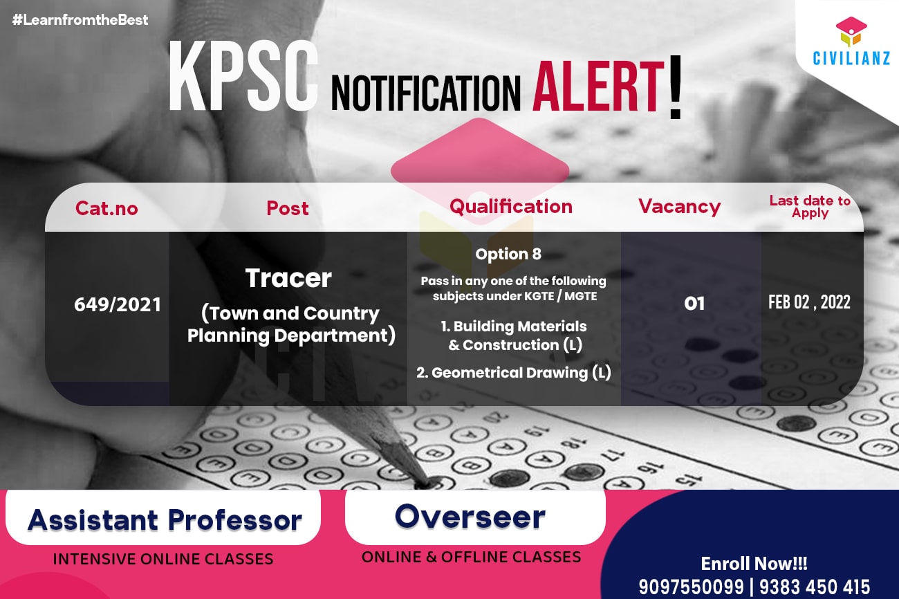 Kerala PSC Civil Engineering Notification – Tracer