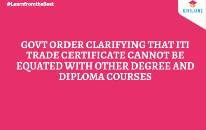 Govt order clarifying that ITI Trade certificate cannot be equated with other degree and diploma courses