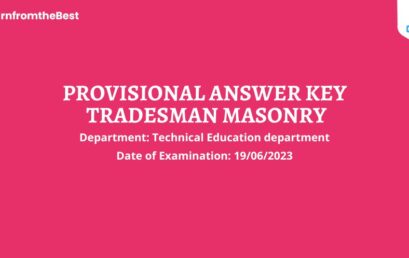 TRADESMAN MASONRY PROVISIONAL ANSWER KEY