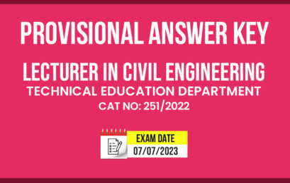 LECTURER IN CIVIL ENGINEERING-PROVISIONAL ANSWER KEY