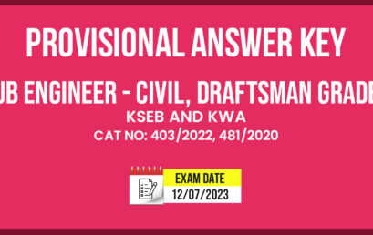 KSEB SUB ENGINEER CIVIL – PROVISIONAL ANSWER KEY