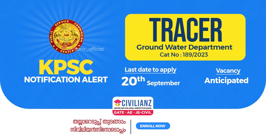 TRACER GROUND WATER DEPARTMENT KPSC NOTIFICATION 2023