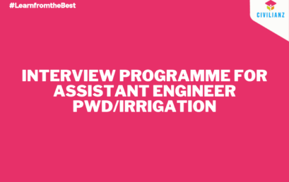 INTERVIEW PROGRAMME FOR ASSISTANT ENGINEER PWD/IRRIGATION