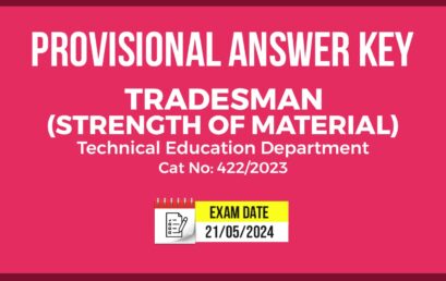 TRADESMAN (STRENGTH OF MATERIAL) PROVISIONAL ANSWER KEY