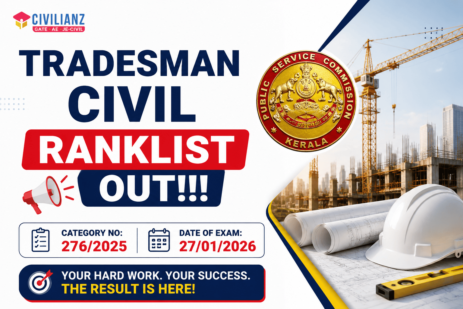 TRADESMAN CIVIL RANKLIST OUT!!!
