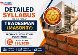 DETAILED SYLLABUS FOR THE POST OF TRADESMAN (MASONRY)