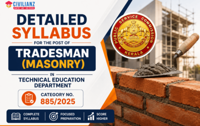DETAILED SYLLABUS FOR THE POST OF TRADESMAN (MASONRY)