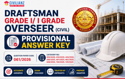 DRAFTSMAN GRADE I/ I GRADE OVERSEER (CIVIL) PROVISIONAL ANSWER KEY