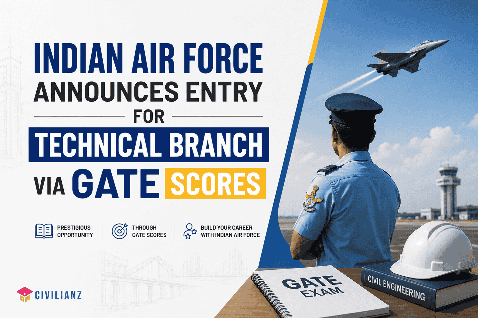 INDIAN AIR FORCE ANNOUNCES ENTRY FOR TECHNICAL BRANCH VIA GATE SCORES