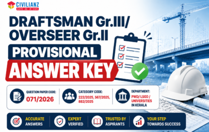 DRAFTSMAN Gr.III/ OVERSEER Gr.II PROVISIONAL ANSWER KEY