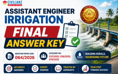 ASSISTANT ENGINEER IRRIGATION FINAL ANSWER KEY
