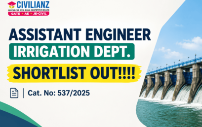 ASSISTANT ENGINEER – IRRIGATION DEPT. SHORTLIST OUT!!!!
