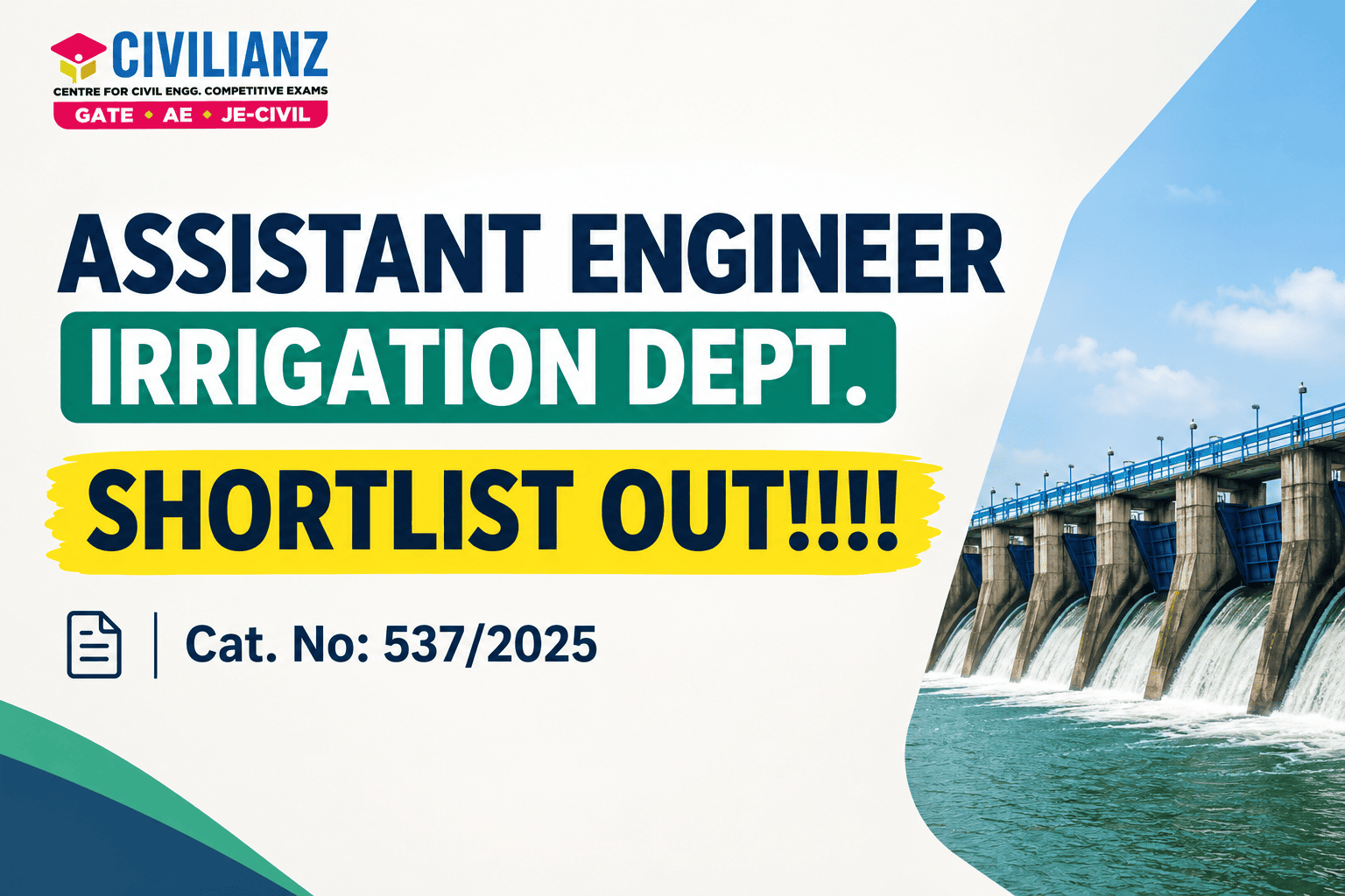 ASSISTANT ENGINEER – IRRIGATION DEPT. SHORTLIST OUT!!!!