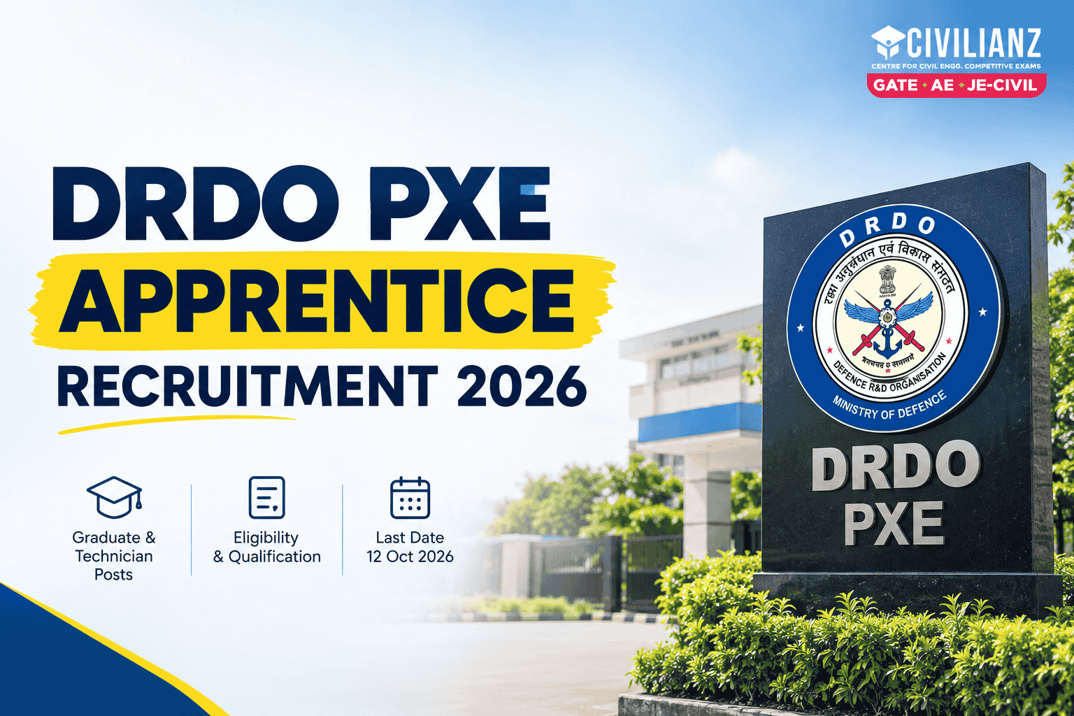 DRDO PXE APPRENTICE RECRUITMENT 2026